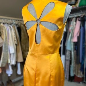 Marigold Satin Cocktail Dress - Mini Length